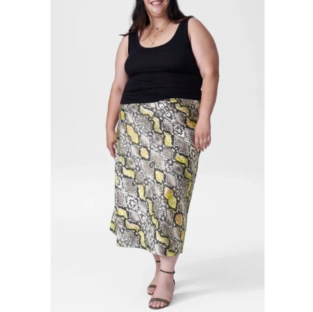 UNIVERSAL STANDARD ANTHRO CeeCee Python Satin Slip Midi Bias Skirt Size 38